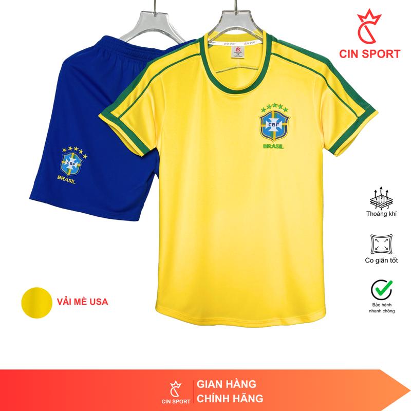  TOP QUẦN ÁO BÓNG ĐÁ BRAZIL RETRO NAM NỮ ÁO DẬP VÂN NỔI LOGO THÊU CHẤT VẢI THUN MÈ USA CAO CẤP CO GIẢN THOÁNG HÚT MỒ HÔI TỐT ÁO BRAZIL ÁO ĐẤU BRAZIL. CIN SPORT 