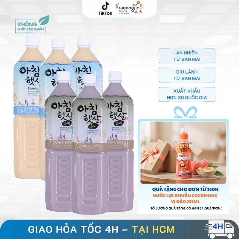 3 Chai Nước Gạo Lứt Đen. 3 Chai Nước Gạo Buổi Sáng Woongjin - Combo 6 Chai 1.5L
