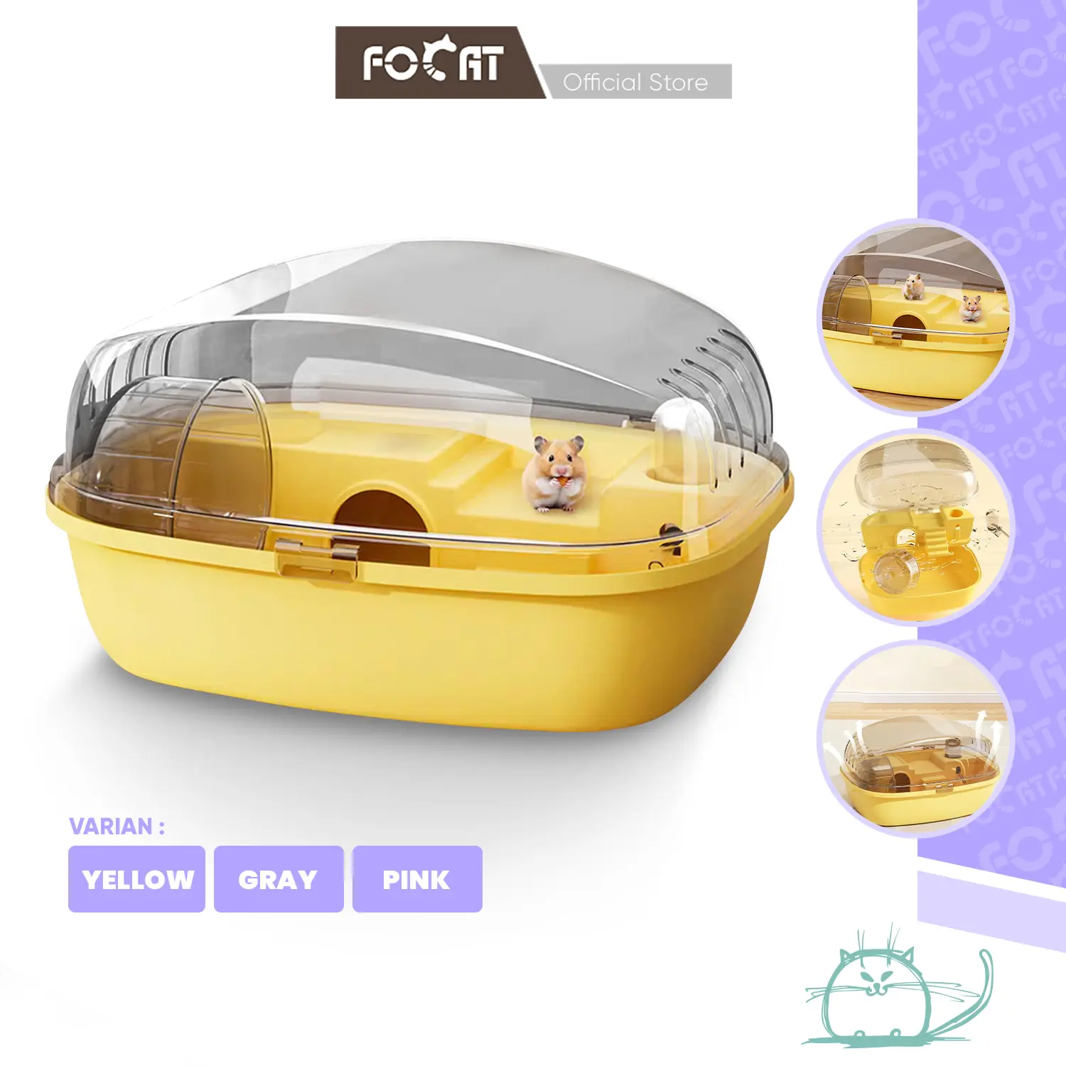 FOCAT Kandang  1 Set F22  Portable Desain Transparan / Travelling Box / Rumah Hamster  Sugar Glider Ekstra Besar storage  box 2 tingkat