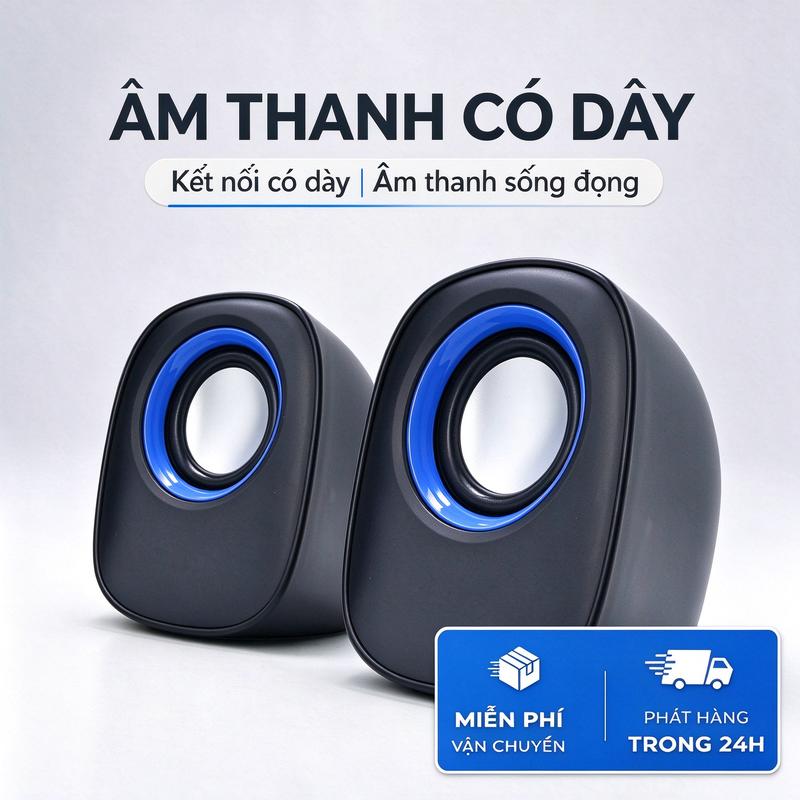 Loa vi tính có dây mini để bàn, âm thanh sống động, dùng cho laptop PC nghe nhạc và chơi game