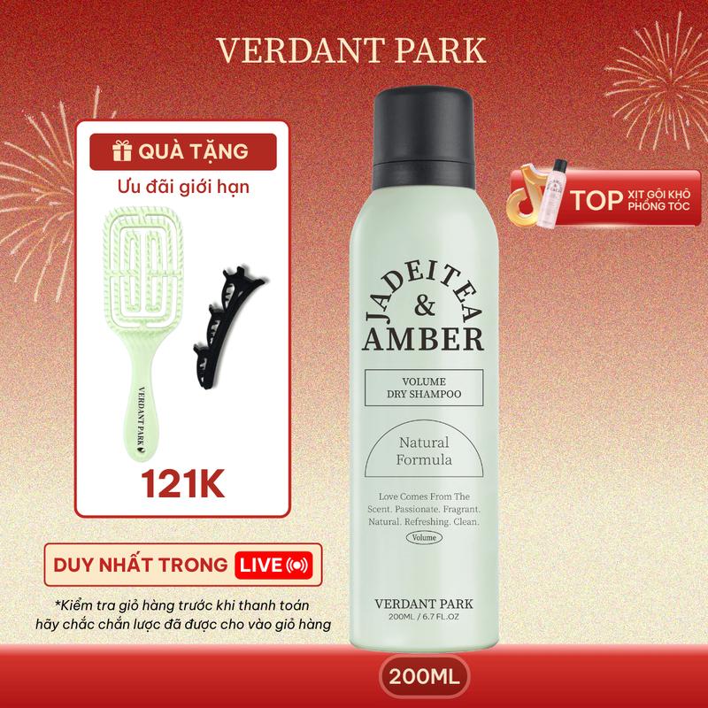  Xịt khô phồng tóc VERDANT PARK Jadeitea & Amber 200ml dầu gội khô kiềm dầu lâu bết VDPK03 