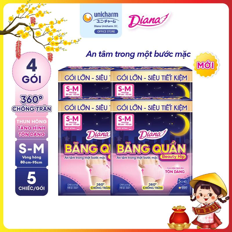   SS   COMBO 4  Diana Băng Quần Beauty Hip size S-M M-L 5 miếng gói 