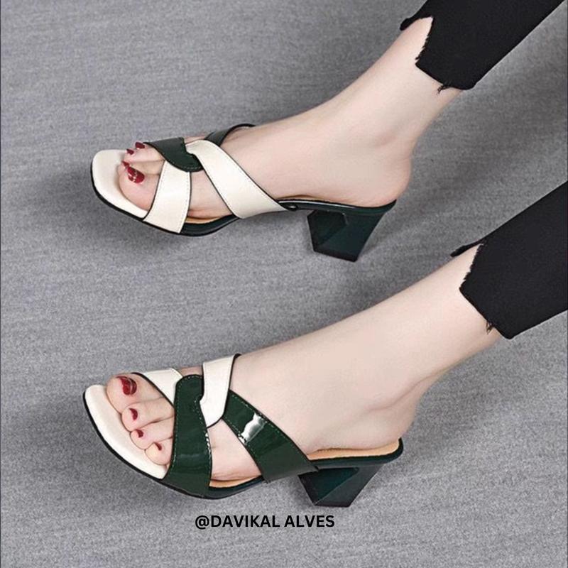 Sandal heels wanita terbaru korea fashion 5 cm kekinian Hak Setengah (3-5 cm) 3