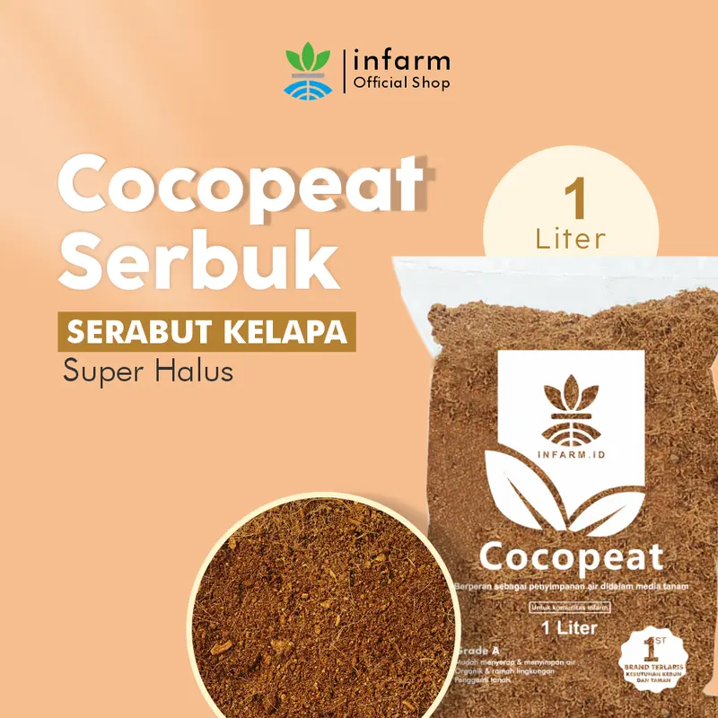 Cocopeat Media Tanam Untuk Tanah 1 liter Infarm Serbuk Sabut Kelapa 0