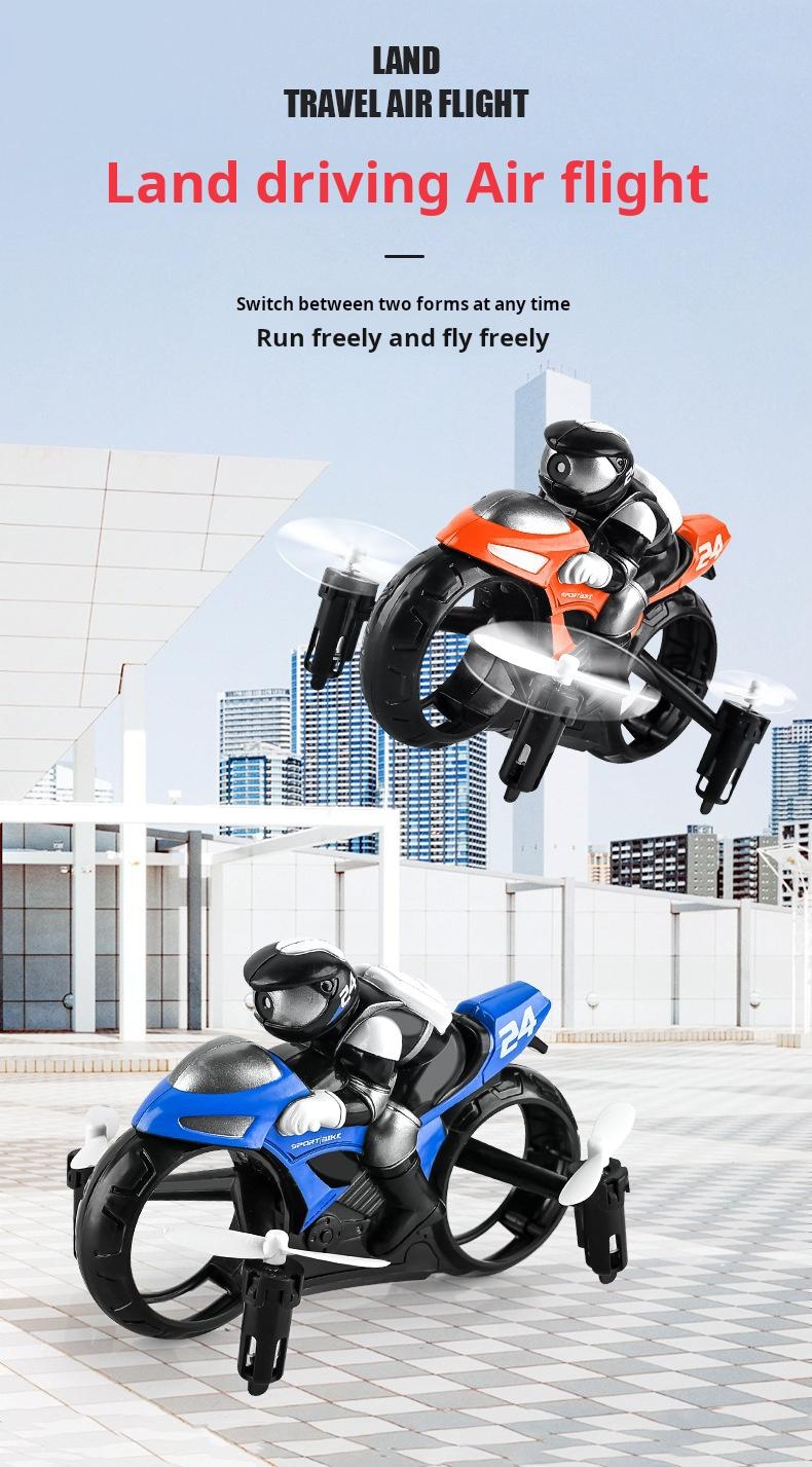 Product Introduction of Remote control flying motorcycle, dual mode of land and air, quadcopter stunt drift flying toy 2
