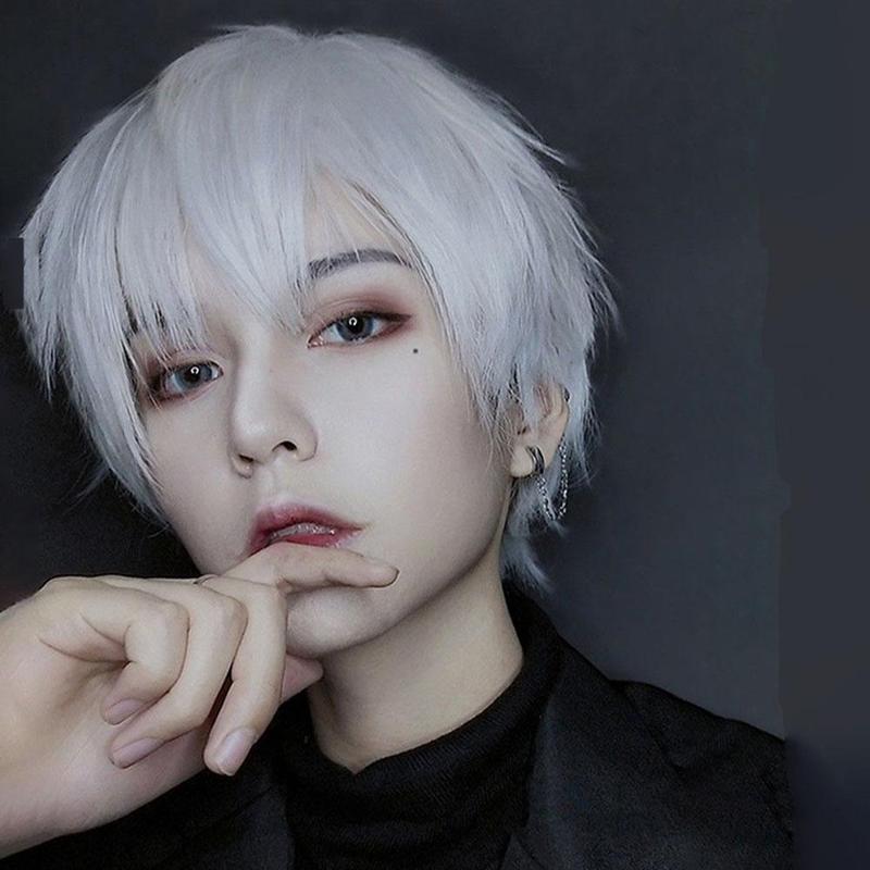 Product Introduction of Man's Wig Short Straight Black Synthetic Wigs With Bangs For Men Women Boy Fake Hair H4Z9 40