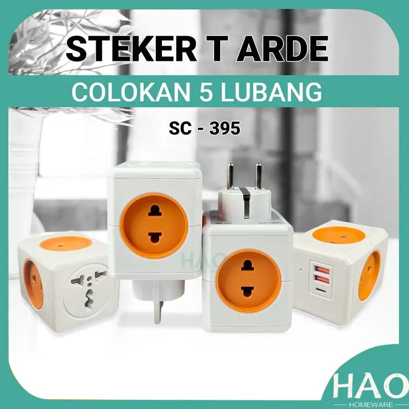 [HAO] Steker T Arde 5 Lubang / CAHAYA SC-395 & SC-395 USB / Steker Berkualitas SNI 0
