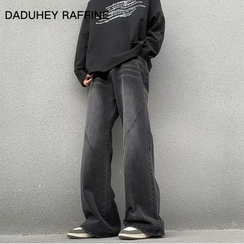 Quần Dài Jean Khâu, DADUHEY RAFFINE, Thương Hiệu Hợp Xu Hướng Cổ Điển Phong Cách Mỹ Mới Của Nam Giới, Nhuộm Gradient, Quần Rộng Và Thẳng, Thường Ngày Và Đơn Giản, Cho Nam 0