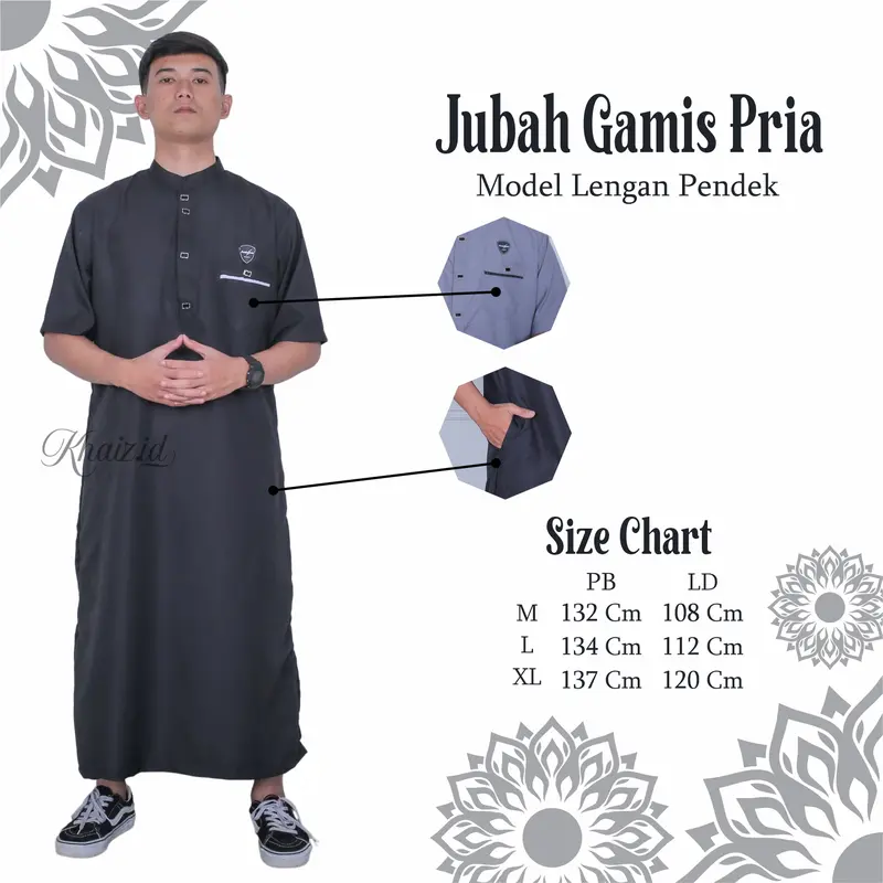 Gamis Pria Remaja Dewasa Model Lengan Pendek Model Kancing Sultan Dubai Gamis Pria Jubah Polos Muslim 1