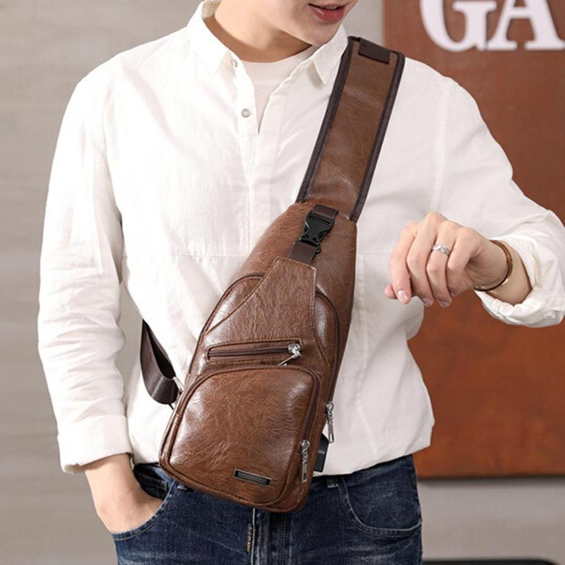 Product Introduction of Men's USB Charging Bag Men's Chest Bag for Custom PU PVC Shoulder Bag Diagonal Package Messenger Travel Bag Cross Body Bags 22