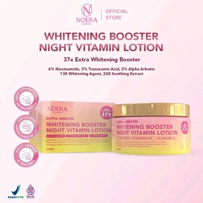 NOERA ALFA ARBUTIN WHITENING BOOSTER  Perawatan Tubuh untuk mencerah kan kulit agar tetap sehat dan lembut 4