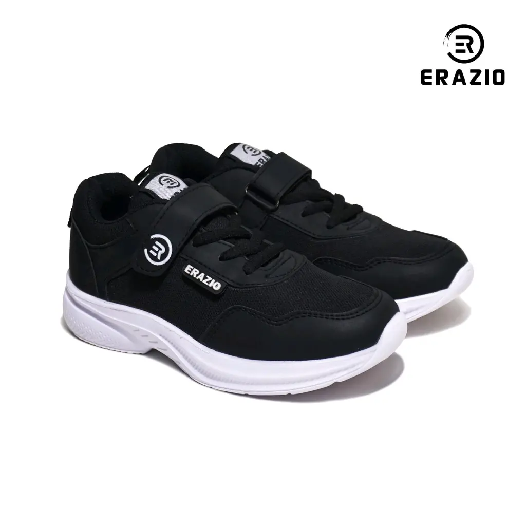 ERAZIO Sepatu Sekolah Anak Original Model Pylon Velcro Dan Tali Hitam Putih Sepatu Anak Laki Laki Dan Perempuan Pylon Ringan Terbaru Kualitas Premium Ukuran 30-37 Fashion