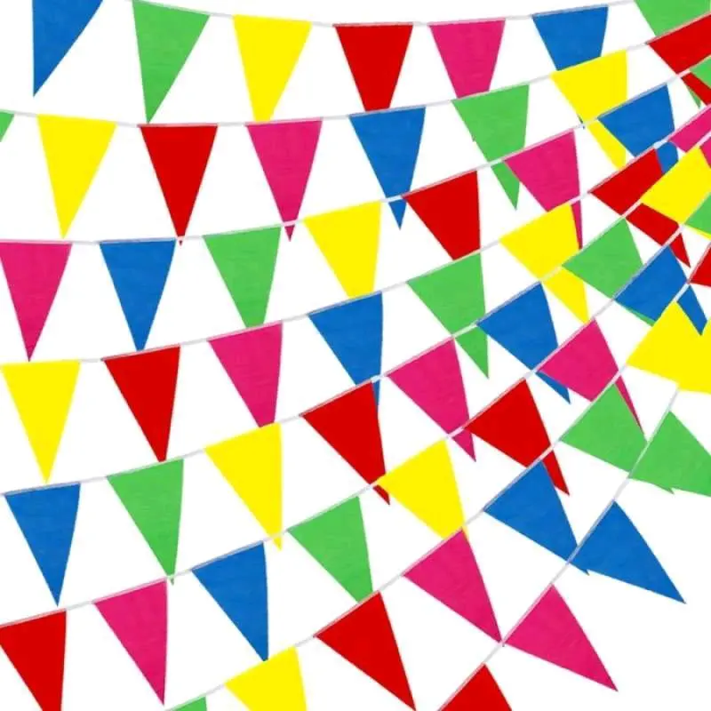 50 Meter Bendera Renteng Kain Bendera Segitiga Warna Warni 5