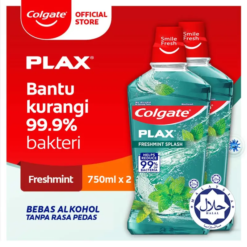 Colgate Obat Kumur Plax Freshmint 750ml - Isi 2 1