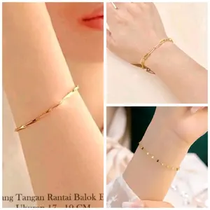 Gelang Tangan Titanium Biji-bijian Anti Karat Aksesoris Elegan