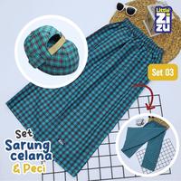 Gambar Set Sarung Celana & Peci Mikihat Anak Motif Kotak-Kotak by Little Zizu - Navy White, XL dari Little Zizu Kota Depok 5 Tokopedia