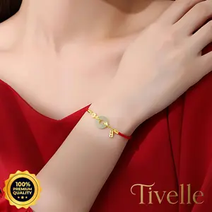[ BISA COD ]Tivelle Jewelry Gelang Olivia Bracelet | Liontin Memadukan Tali Merah Rajut Elegan Mewah Ringan, Desain Unik & Anggun, Hadiah Ulang Tahun Tahun Naga untuk Wanita