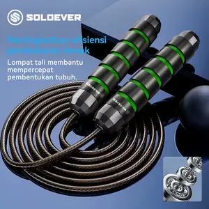 SOLOEVER Lompat Tali Desain Pegas Profesional Jump Rope — Elastis stabil, bahan tahan lama, pegangan nyaman, cocok untuk latihan harian dan olahraga ringan