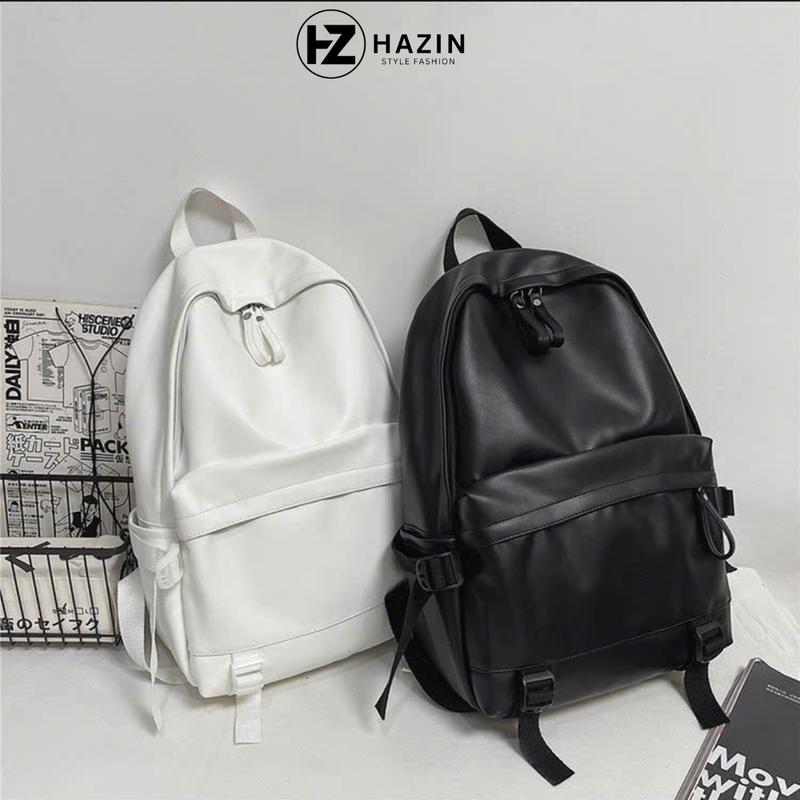 Balo da HAZIN Thời Trang Ulzzang Hàn Quốc Nam,Nữ Chống Thấm Đựng Vừa Laptop 16inch Đi Học Đi Chơi cặp da đen