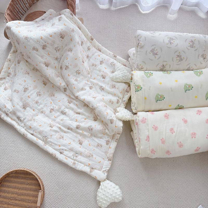 Chăn Xô Muslin Hạt Đậu Có Trần Bông Cao Cấp Chăn Đắp Thu Đông Ấm Áp Cho Bé KT 95cmx95cm +- 5cm