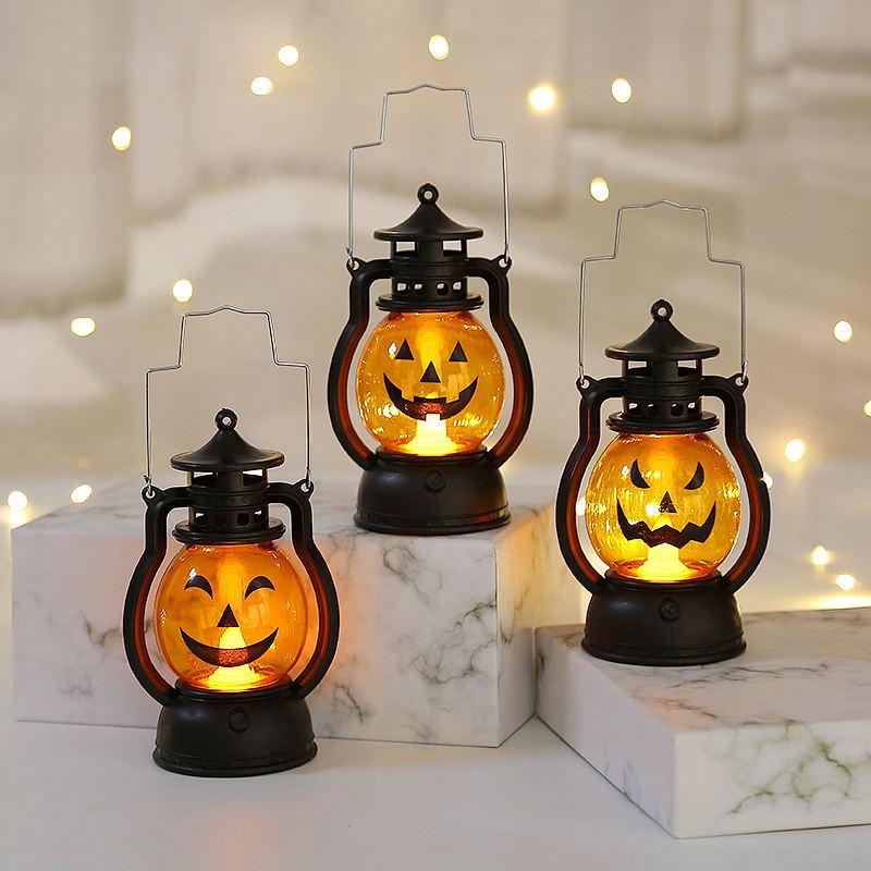 Product Introduction of Pumpkin Skull LED Pony Oil Lantern Halloween Decor Prop Creative Bar Party Light 11