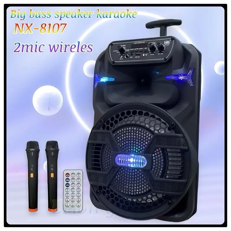 Speaker Bluetooth Karaoke Size 8inc Nixnox Nx-8107 Free Mi