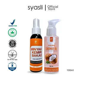 Paket penumbuh rambut Minyak kemiri Bakar 100ml VCO 100ml Nutrisi Rambut Nutrisi Rambut Nutrisi Rambut