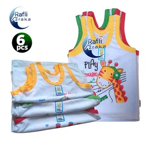 6pcs Singlet Anak Laki Motif Gambar Bahan Katun Strech Lentur Ukuran S M L XL XXL Pakaian Dalam Adem dan Lembut Gaya Fashion