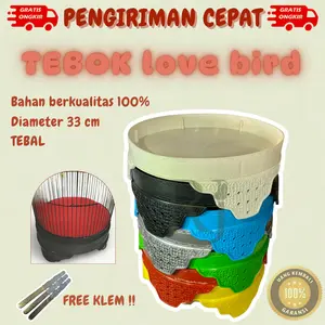 (GRATIS KLEM) TEBOK PLASTIK 33CM MOTIF WARNA BERKUALITAS ANTI PECAH TEBOK LOVEBIRD Bahan PVC Tinggi Diameter 33cm Cocok untuk Lovebird