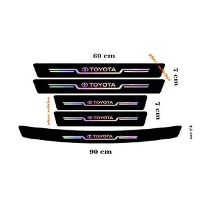 Toyota Stiker Ambang Pintu Hologram Karbon 3D Universal 9/8Pcs Tahan Lama Anti Gores Dekorasi Mobil Toyota