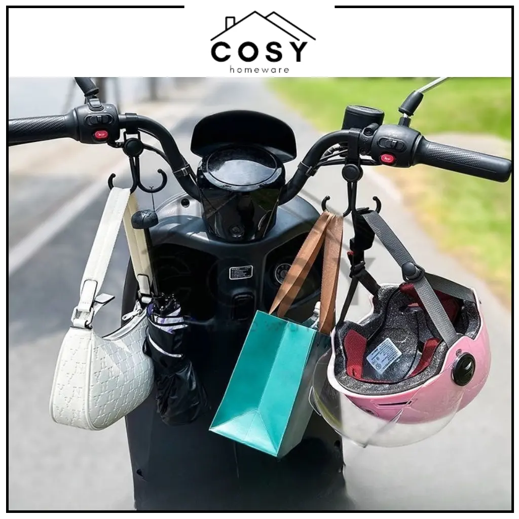 COSY Tali Kait Gantungan 2 Hook Sepeda Motor Sepeda Kereta Dorong Stroller Bayi Berputar 360 / Gantungan Kait Serbaguna Multifungsi Kuat Kokoh / Pengait Tas Belanja