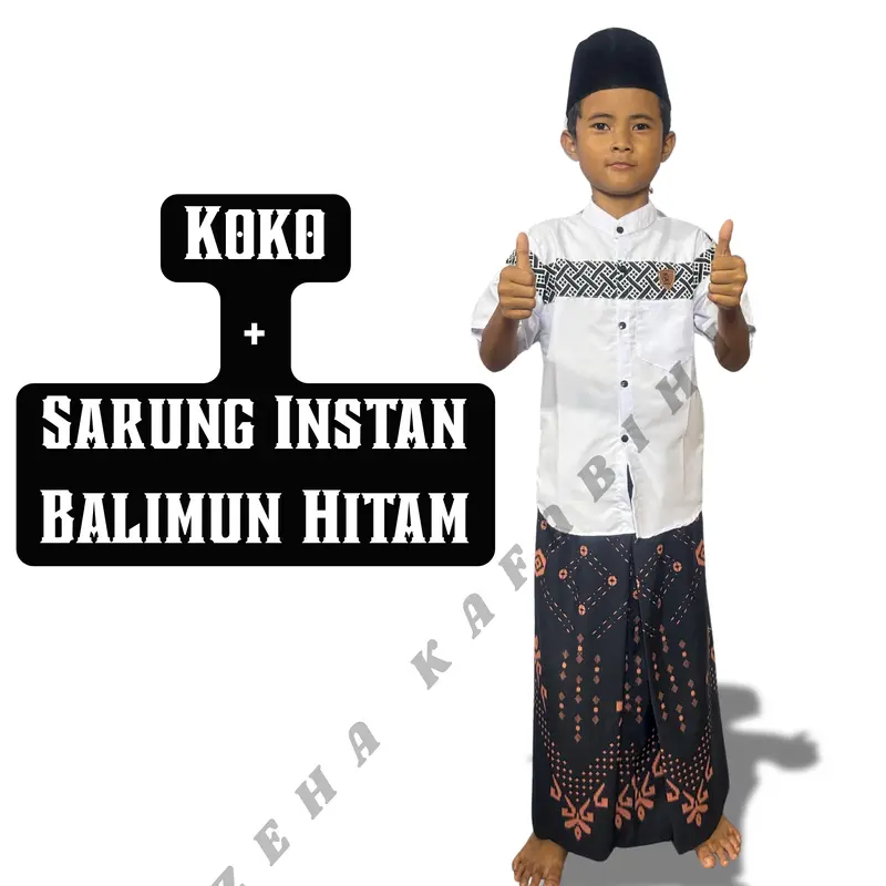 ZEHA - Sarung Instan Anak Laki Laki Usia 2 - 12 Tahun - Setelan Koko  Sarung Instan  Bahan Rayon Katun Poli Karet Pinggang Melingkar Nyaman di pakai 5