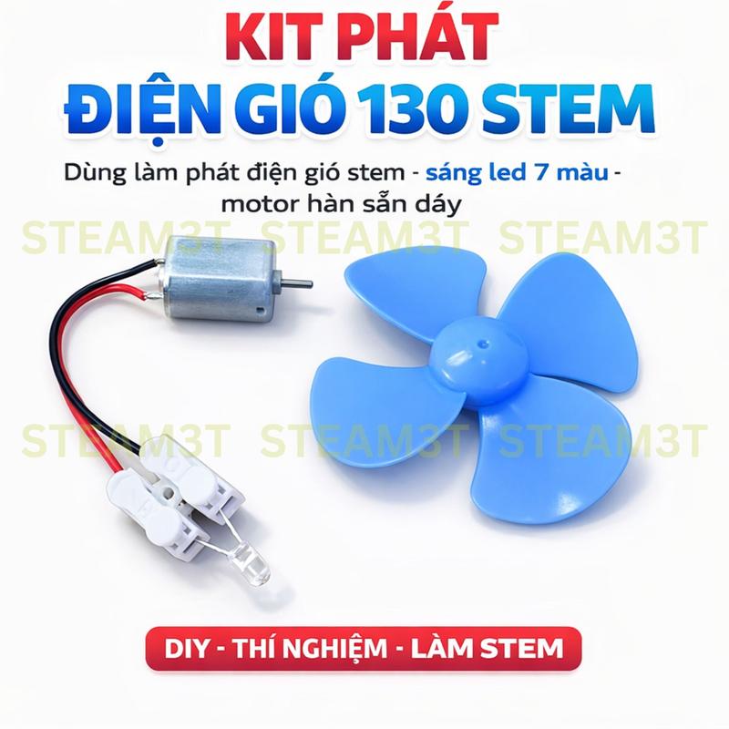 Bộ phát điện gió STEM, tuabin gió mini, motor 130 phát điện siêu khỏe, học tập…