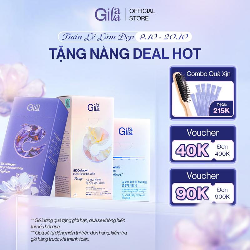 [Tặng Lược Cao Cấp +10 gói collagen] Combo U30 TPBS 2 Hộp Nước Collagen & 1 Hộp Glutathione - Gilaa Hàn Quốc Chính Hãng -Bổ Sung Collagen Và Glutathione  - 30 ngày uống