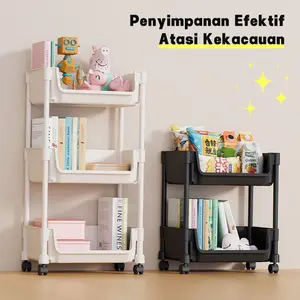 SHIER Rak troli plastik rak toilet rak kamar mandi rak dapur serbaguna dengan roda Rak Bumbu Rak Susun Kosmetik