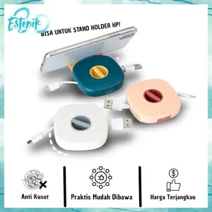 ESTENIK` (COD) Kotak Penyimpanan Kabel Data Plus Docking Handphone Tempat Penyimpanan Charger Holder Standing HP Kotak Organizer Gulungan Kabel Headset Handsfree Portable Serbaguna (BELI LOKAL)