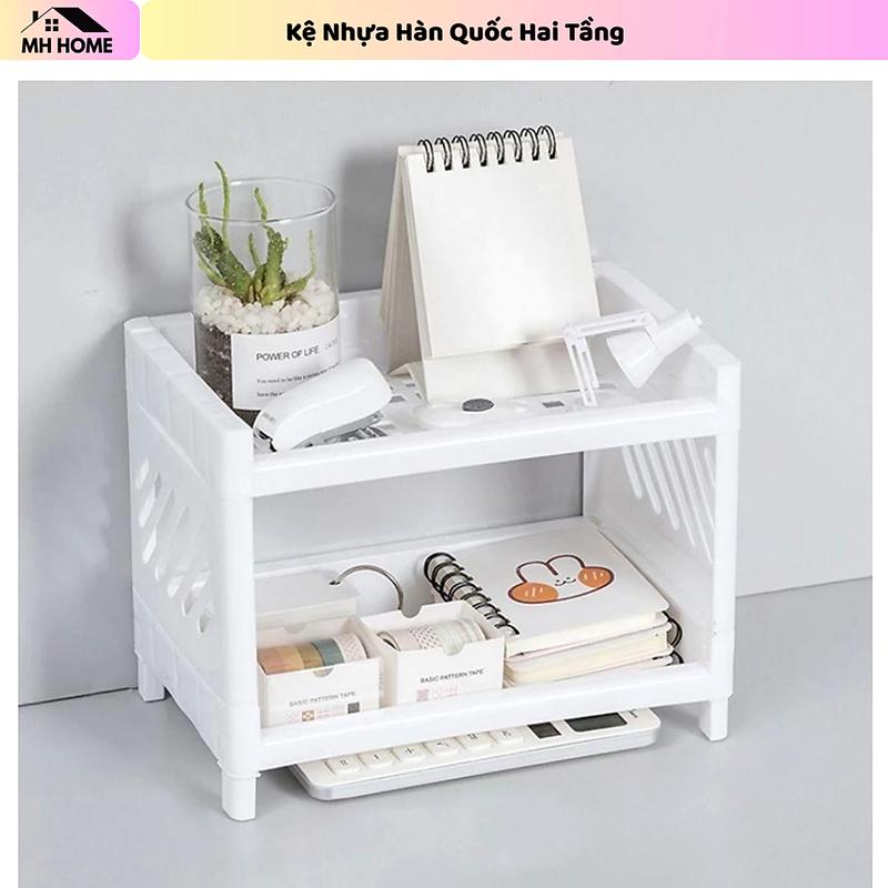 Kệ Nhựa Mini 2 Tầng Hàn Quốc, Kệ Để Bàn Văn Phòng - Kệ Học Sinh Sinh Viên Sắp Xếp Gọn Gàng