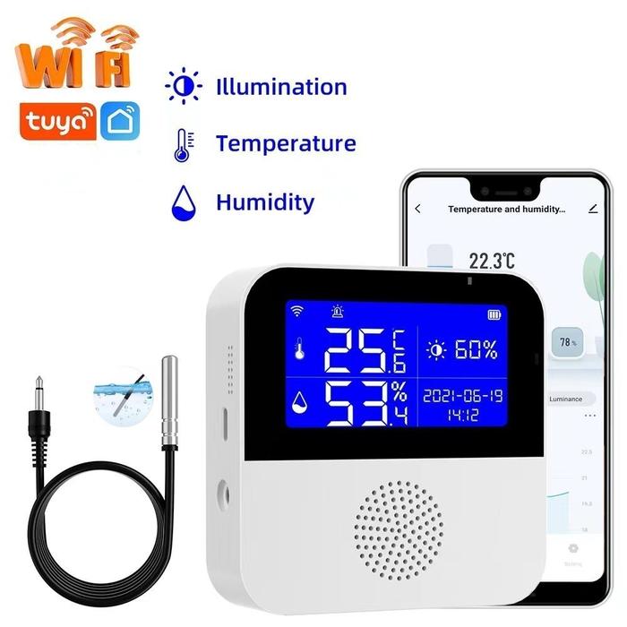 Computer Monitor Website Screen Jual Tuya WiFi Temperature Sensor With External Probe LCD Screen Remote ...