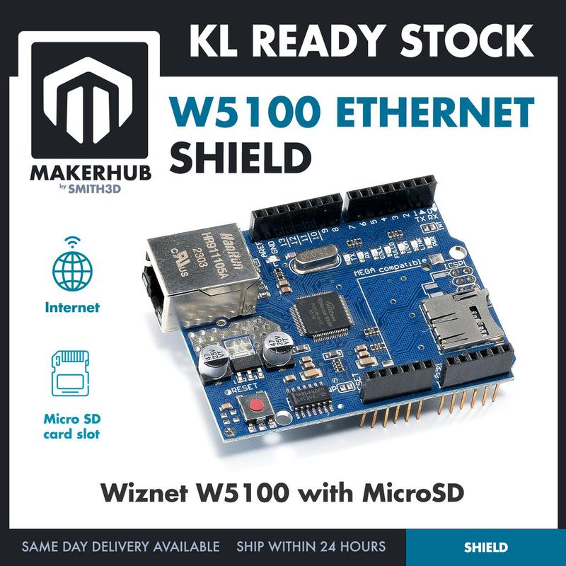 Arduino Ethernet W5100 Shield Built in MicroSD slot For Arduino ...