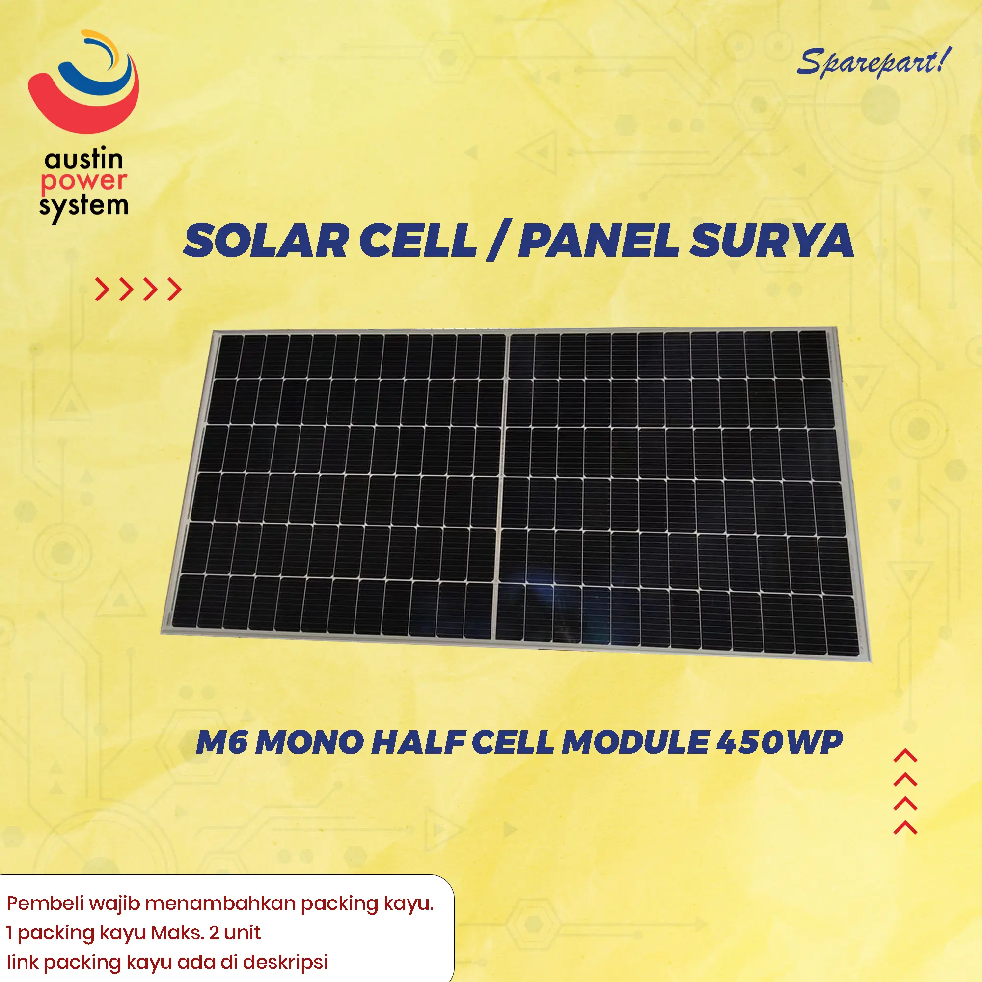 Solar Cell / Panel Surya / Solar Panel Mono Crystalline Half-cut 450wp
