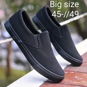 SEPATU PRIA SLIP ON BIG SIZE 45 46 47 48 49 BESAR JUMBO TERBARU. Casual  Hitam Karet