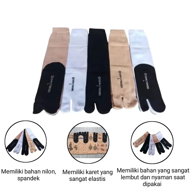 Kaos Kaki Jempol Muslimah Telapak Hitam Panjang Polos Motif Henna Kaos Kaki Wanita Dewasa Model Terbaru 1