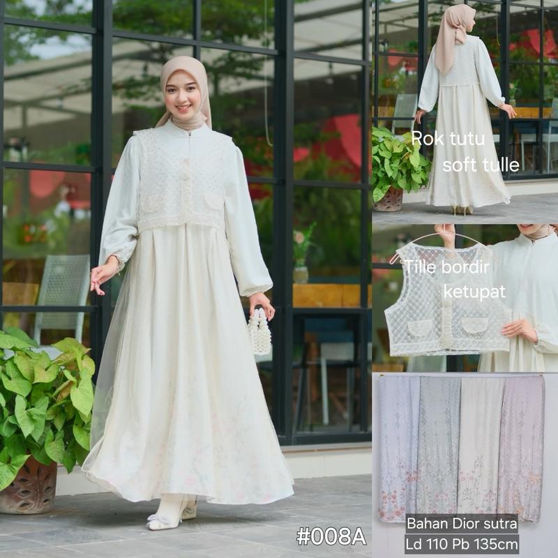 (Lovvin Collection) Gamis Hanbok - Gamis Lebaran, Brukat/Brokat Korea Style Warna kalem Muslim Wanita Dress Mewah Pesta gamis  kombinasi 0