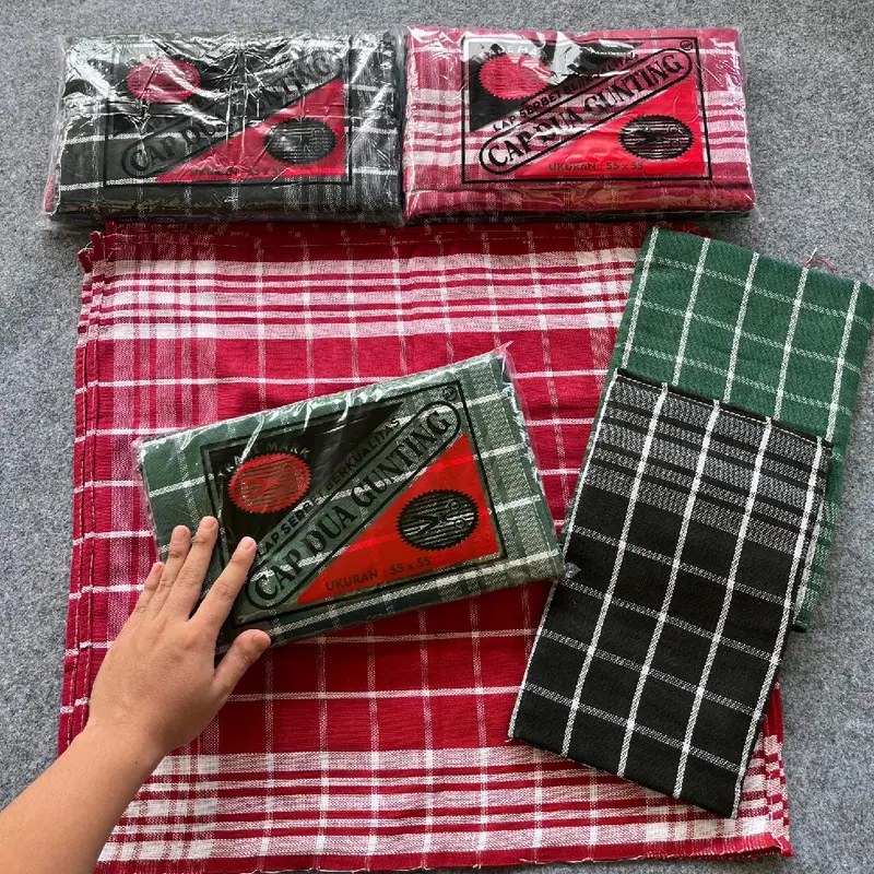 12pcs(1lusin) lap serbet serbaguna ukuran besar 55×55cm /lap piring/lap makan bahan catton Merah polytex random 0