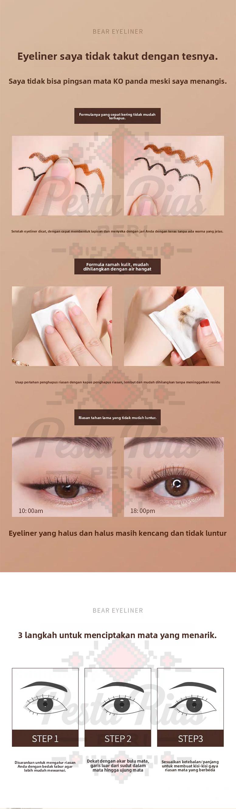 BOBEINI Eyeliner Liquid Pigmented Tahan Lama Waterproof untuk Tightline Pensil Mata