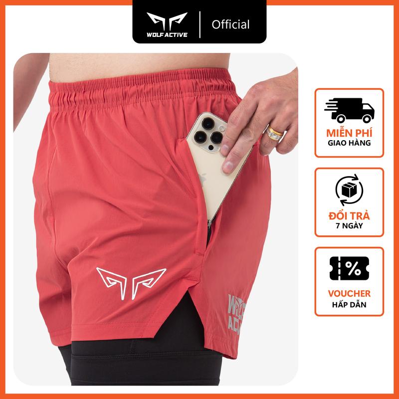Quần Thể Thao 2 Lớp Nam Wolf Active Essential 175, Quần Tập Gym, Chạy Bộ, Thoáng, Nhẹ, Mát