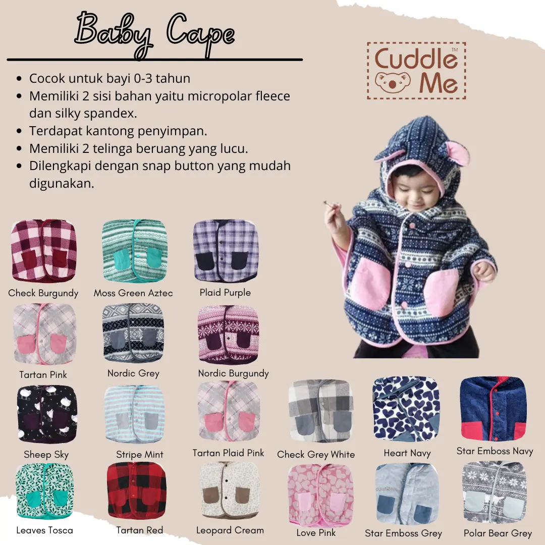 CUDDLEME BABYCAPE | BOOTIES CUDDLEME | PREWALKER CUDDLEME SELIMUT BAYI | JAKET ANAK | SELIMUT ANAK | CUDDLE ME SELIMUT BAYI SEPATU BAYI KAOS KAKI BAYI