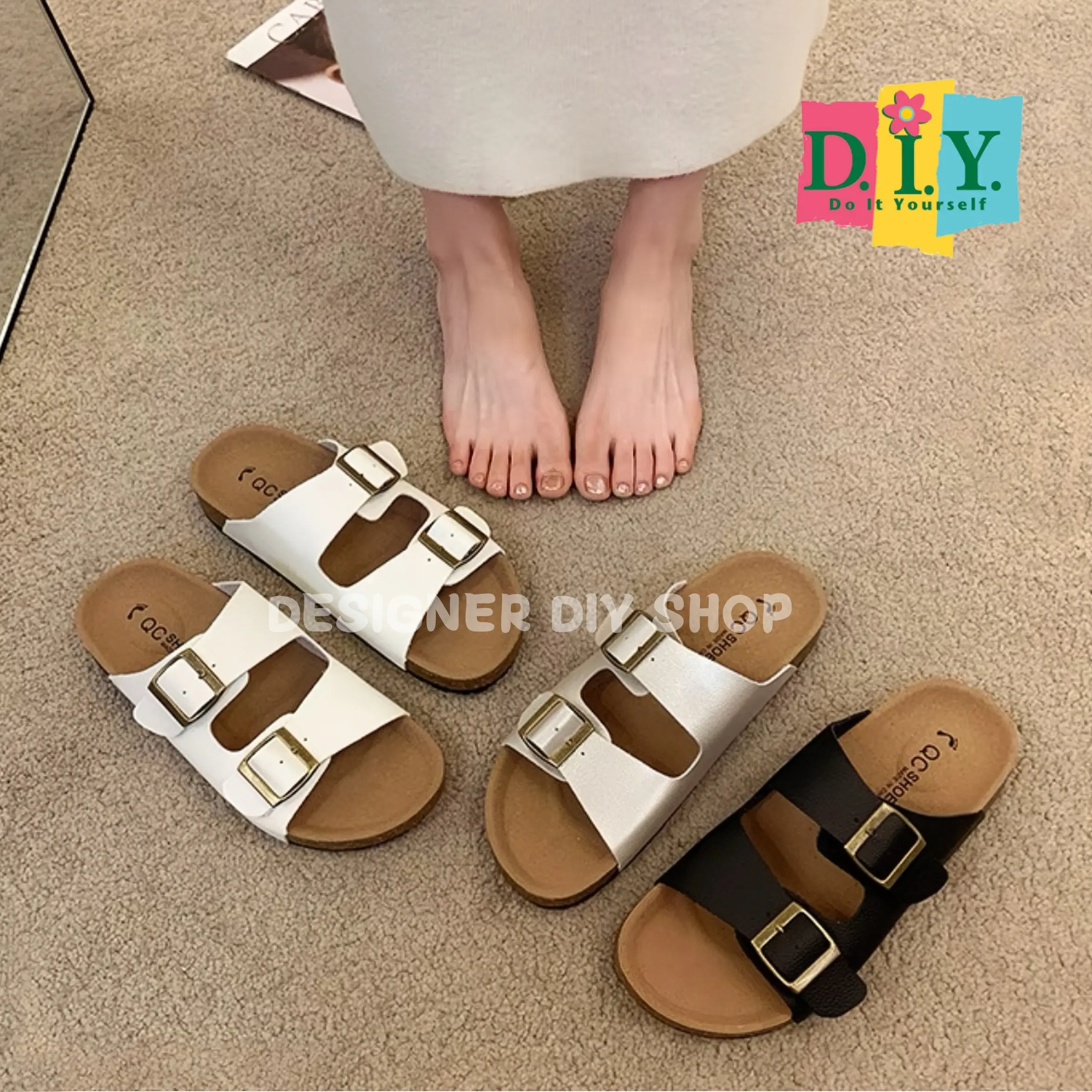 [D.I.Y.]Sandal Wanita Birken Kulit Gesper High Quality Sendal Birken Retro Tali Selop Elegan