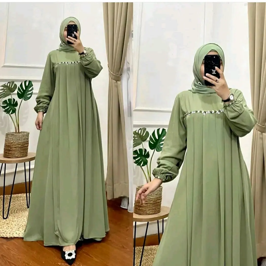 Gamis Jumbo Ld 140 Cringkle Airflow Wanita Remaja Muslim Lebaran Terbaru