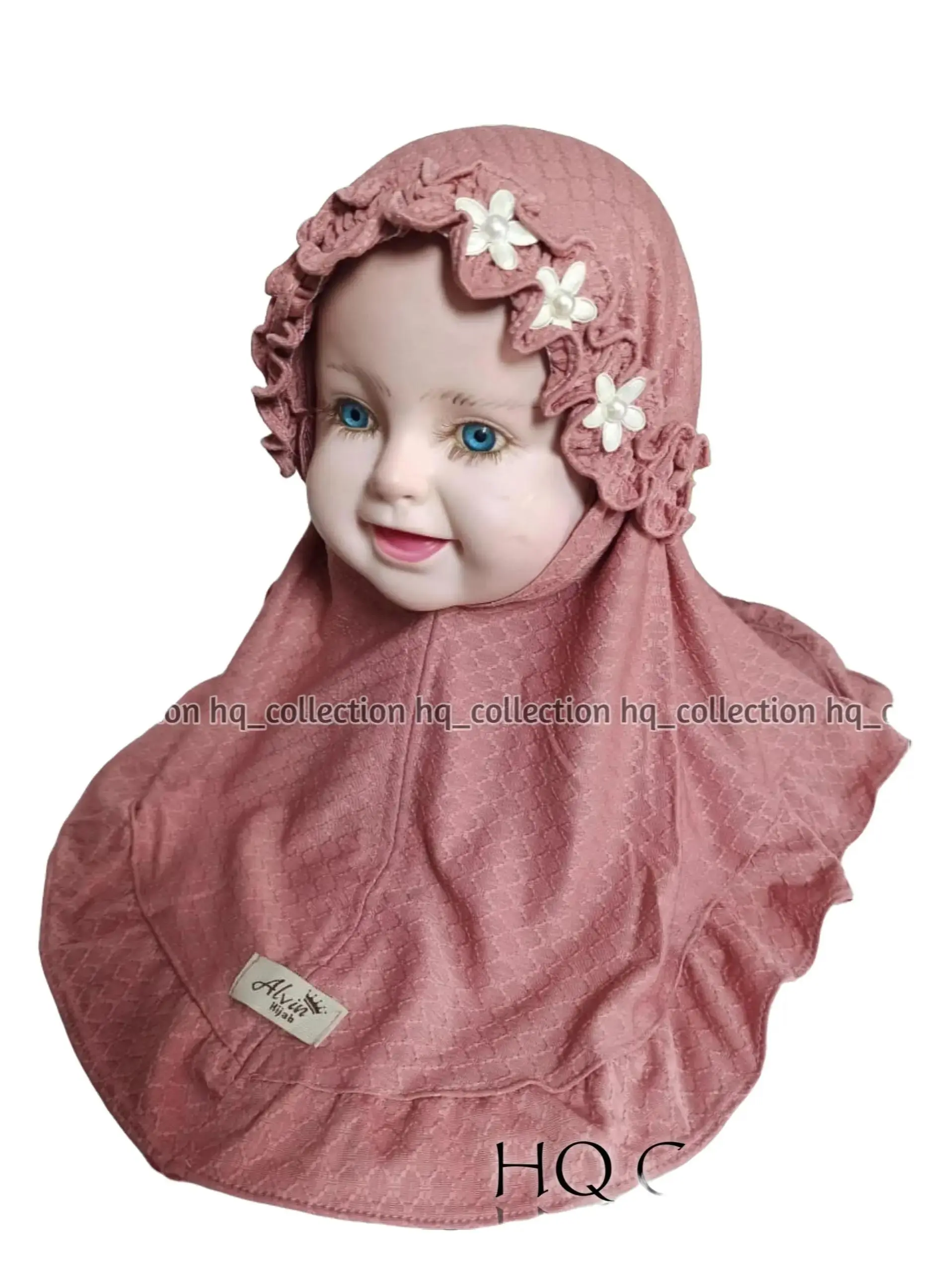 Hijab / Jilbab Bayi Perempuan 6 Bulan - 3 Tahunan Bando Bunga Kerudung Instan - Nyaman, Muslim Anak